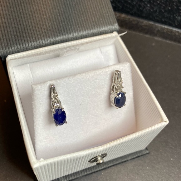 Jewelry - * Genuine Oval Sapphire Earrings in Sterling Silver